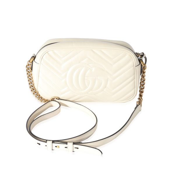 Gucci White Leather Small GG Marmont Shoulder Bag - Picture 3 of 8
